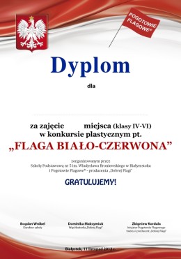 Dyplom w konkursie Flaga BIAŁO-CZERWONA