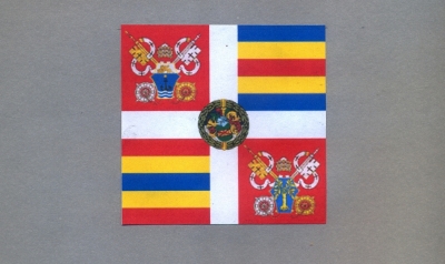 Wzór sztandaru Gwardii Szwajcarskiej pobłogosławionego przez Piusa X w 1914 r.