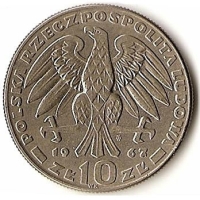 Orzeł na okazjonalnych, obiegowych monetach PRL z 1967 r.