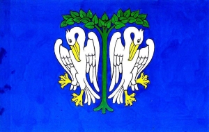 Flaga herbowa Miasta Łowicza wz. 1995.